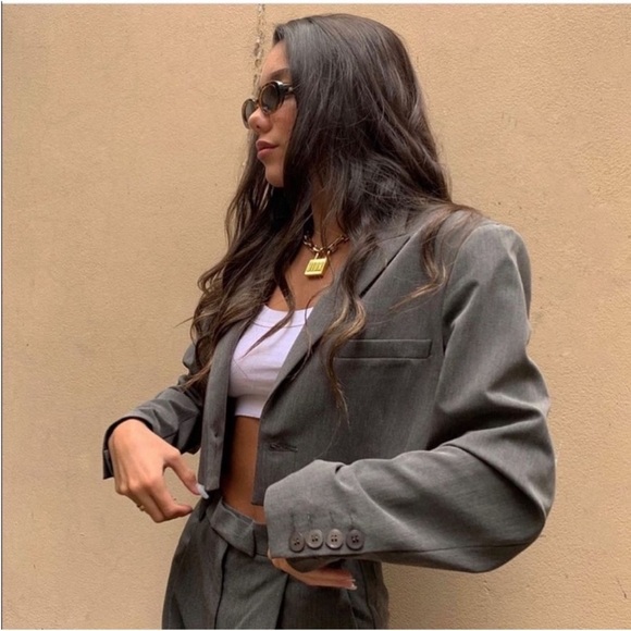 DJERF AVENUE IT Blazer Gray Size L - Picture 1 of 9